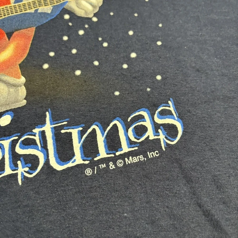 M&M's Christmas Shirt NWT Mens Large Navy Blue Graphic Tee Holiday Candy Y2K 00s